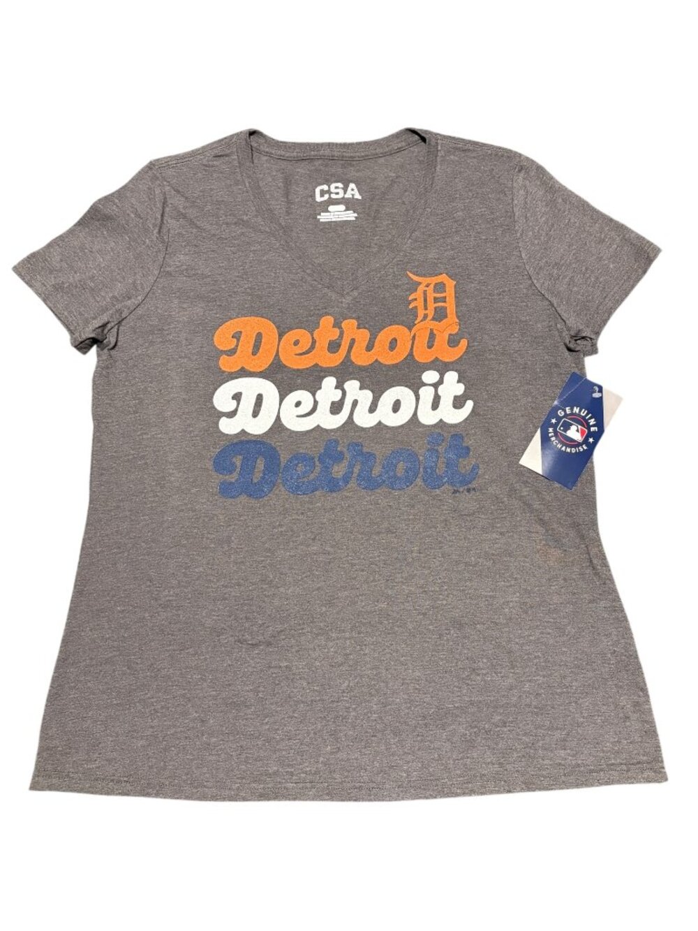Detroit Tigers MLB CSA Genuine Merchandise Gray Fitted T-shirt Womens Medium NWT